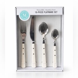 🍴Martha Stewart Watercliffe 16-Pc Flatware Set- Stainless Steel/Ivory Handles